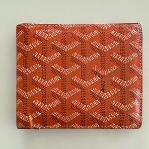 Goyard Victoire Bifold Wallet Orange Goyardine Canvas Leather (2016)